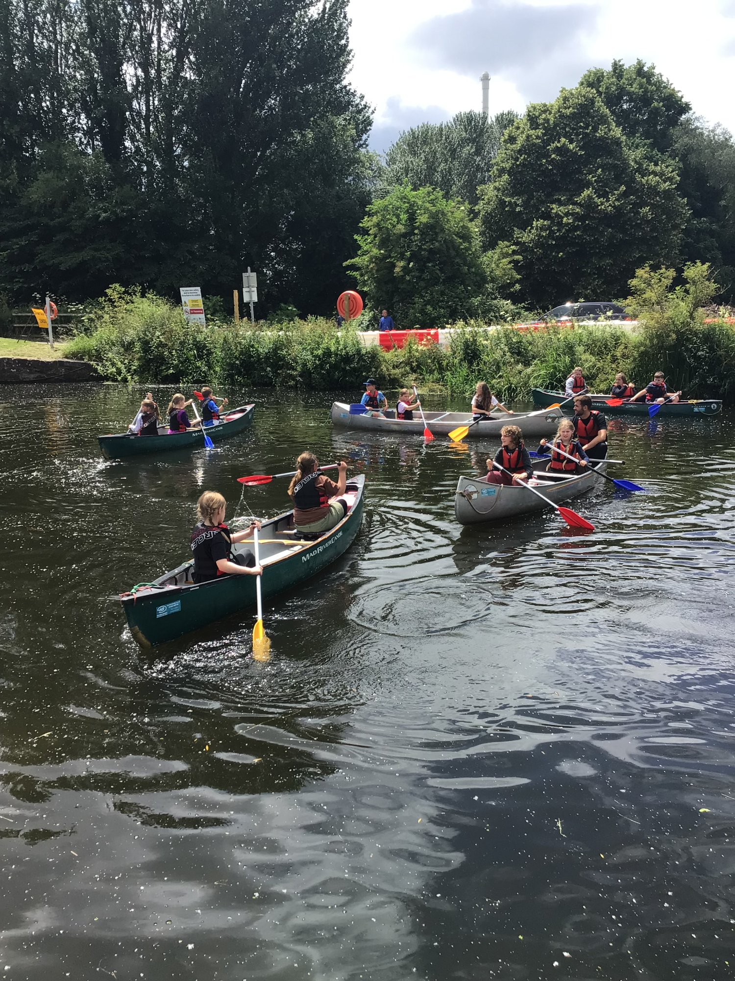 School children canoeing