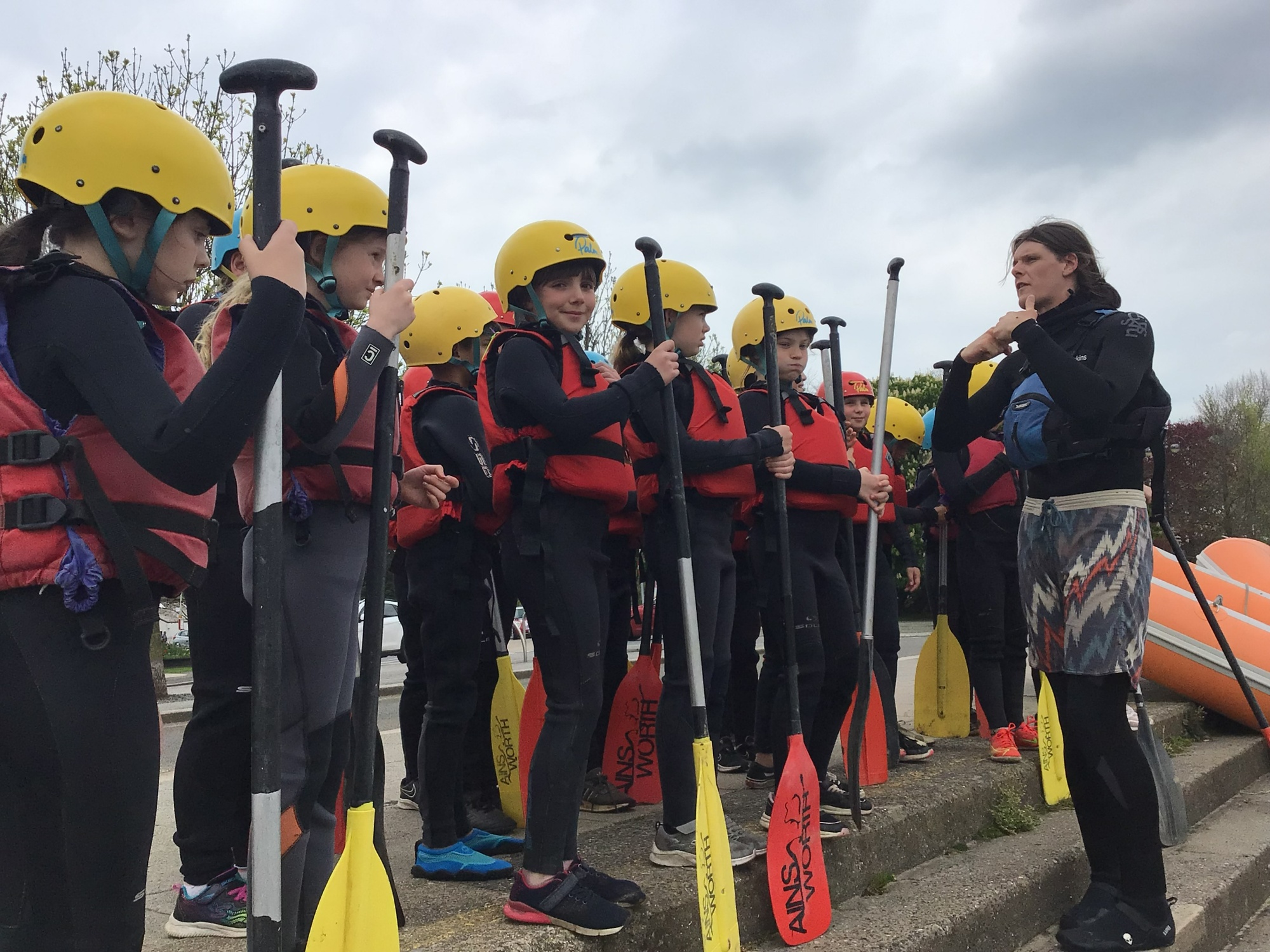 School children canoeing