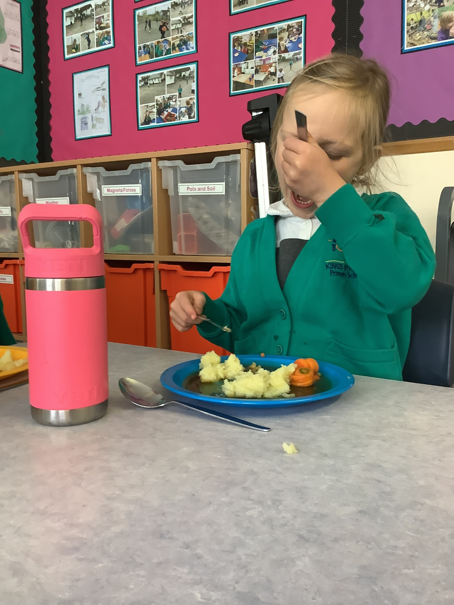 School meals Two children eating a school meal